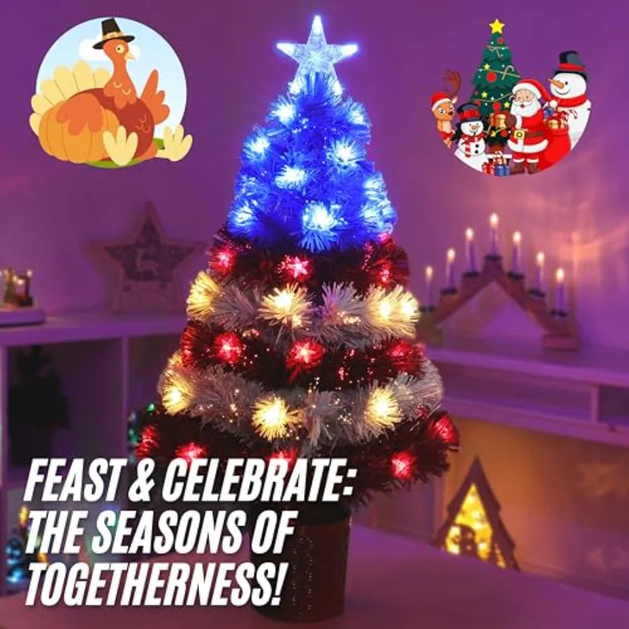 ® 36" Fibre Optic LED American Flag Tree - Red White and Blue Decoration for The 250th Anniversary of USA Independence Day - Ju
