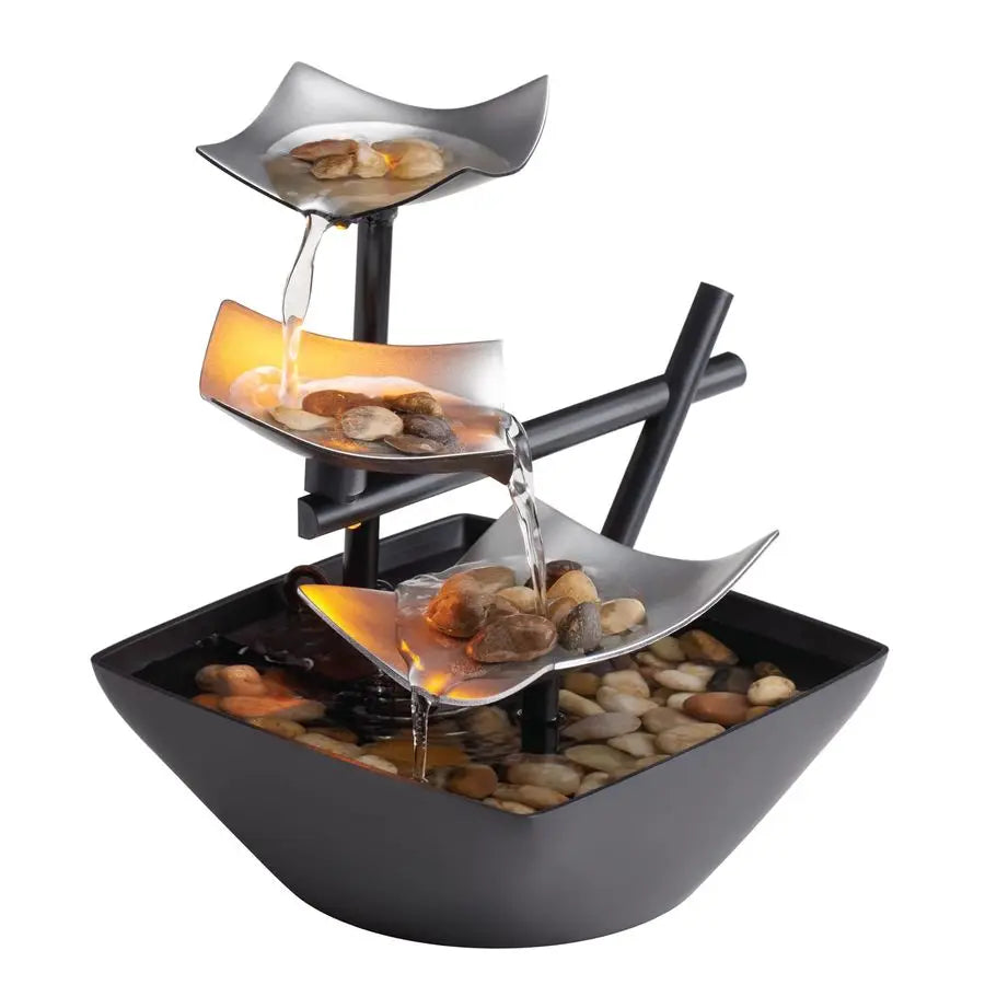 Tabletop Water Fountain, Home Decor Soothing Sound Machine Automatic Pump, Deep Basin amp Natural River Rocks. Indoor Zen Relaxa