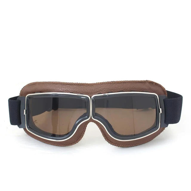 Motorcycle Glasses Windproof Motorcycle Helmet Glasses Sunglasses Retro Universal Folding Leather Retro Motorcycle Accessories