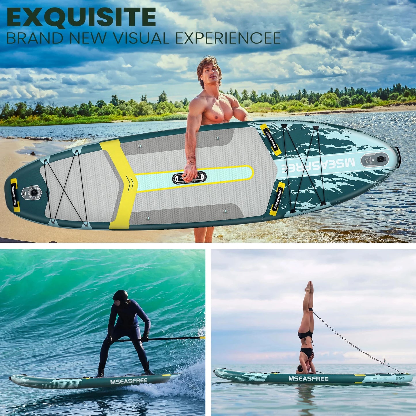 MSEASFREE Inflatable Paddle Board Stand up Paddle Board 10' SUP Board for Youth & Adults