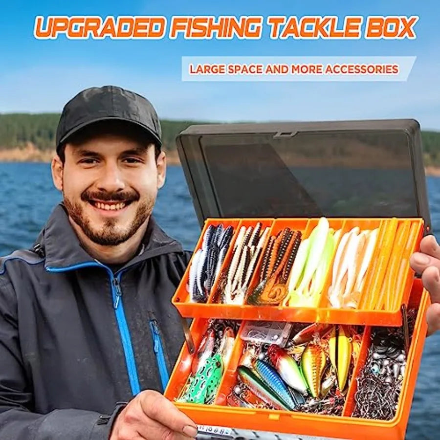 397pcs Fishing Accessories Kit and 404 PCS Fishing Lures Upgrade XL Fishing Tackle Box with Tackle Included