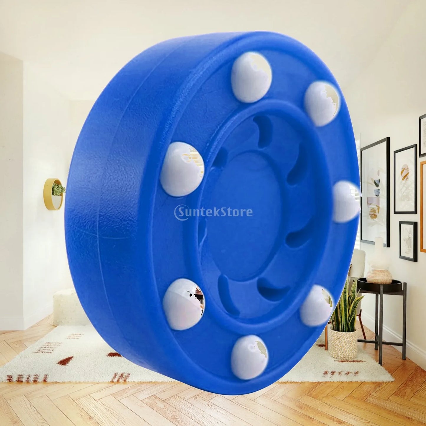 Durable ABS Roller Hockey Puck Blue Skating Training Ball Official Quad Rink Practice Accessory for Outdoor Play