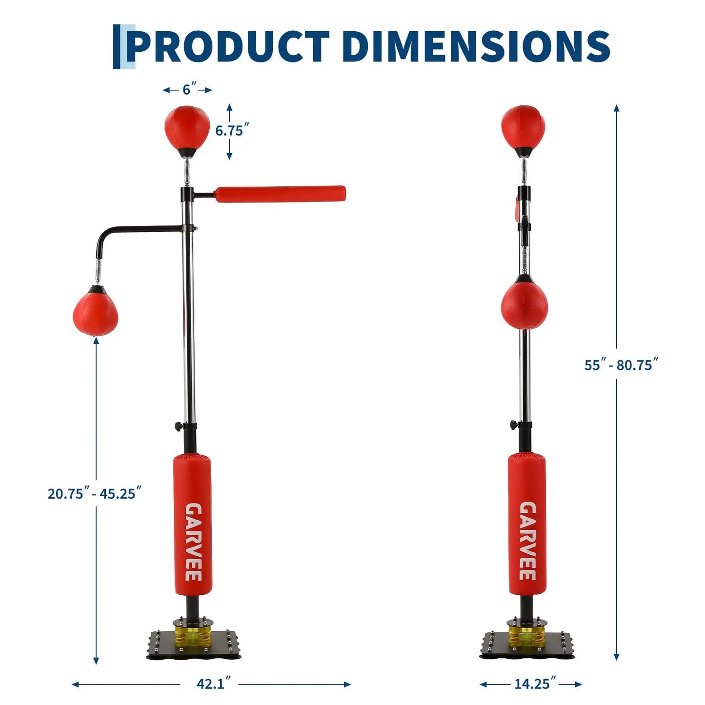 Punching Bag Free Standing with 2 Speed Balls & 360° Relax Bar, 106 x 140-205cm Height Adjustable Boxing Bag with Stand