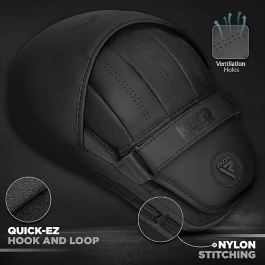 Boxing Pads Curved Focus Mitts, Maya Hide Leather Kara Hook and jab Training Pads, Adjustable Strap Ventilated, MMA Muay Thai K