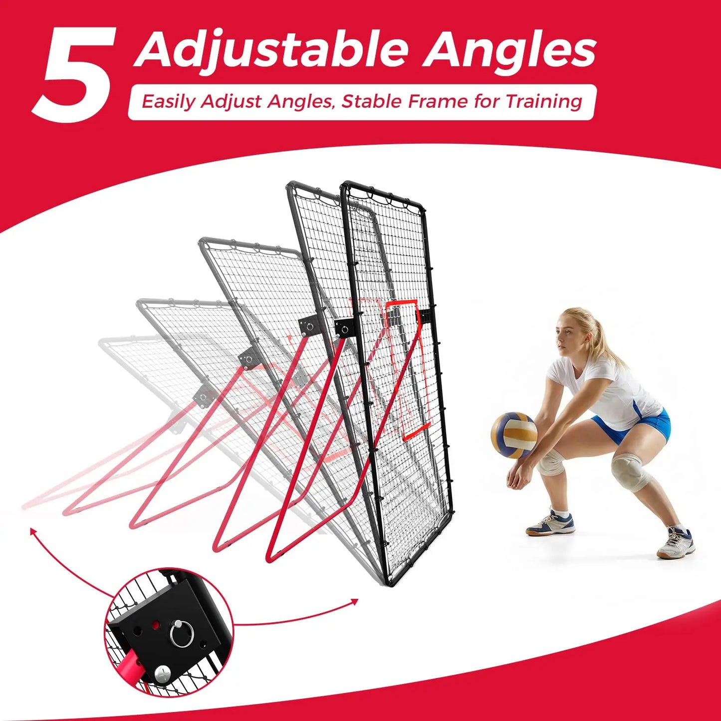 Adjustable Volleyball Rebounder Net, 7x4 ft Large Training Bounce Back Net for Bumping, Spiking & Setting – Sturdy, Multi-Angle
