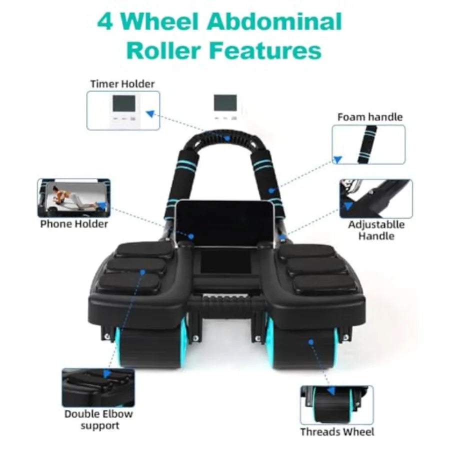 2025 New Automatic Rebound Ab Roller Wheel with Elbow Support 4-Wheel Design Core Exercise Equipment for Home Gym Abdominal Wor