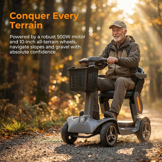 SPD-2 Foldable Mobility Scooter Reliable Daily Travel Companion With Full Smart Safety Protection Great All-terrain Performance And Stable Ride Easy To Fold For Car Transport Humanized Design And Practical Accessories For Ind