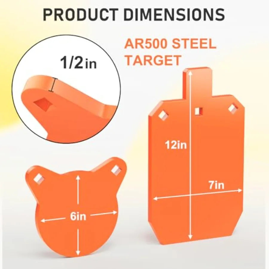 AR500 Steel Targets for Shooting 1 2'' or 3 8'' Thick Silhouette Gong Combo Metal Targets for Shooting Laser Cut Steel Target w