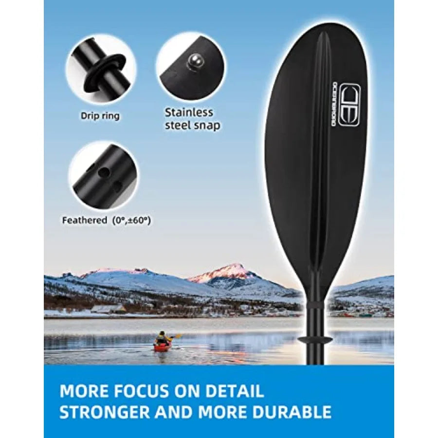 Kayak Paddle 86in/218cm 90.5in/230cm 95in/241cm Alloy Shaft Kayaking Boating Canoeing Oar with Paddle Leash