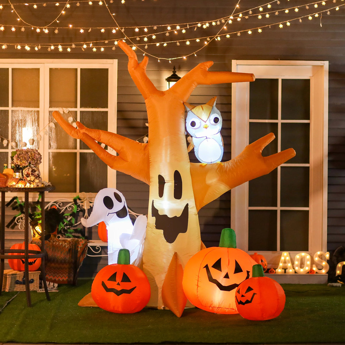 7.5ft Cute Decorative Outdoor Halloween Inflatable Horror Haunted House Tree-Shaped Ornament