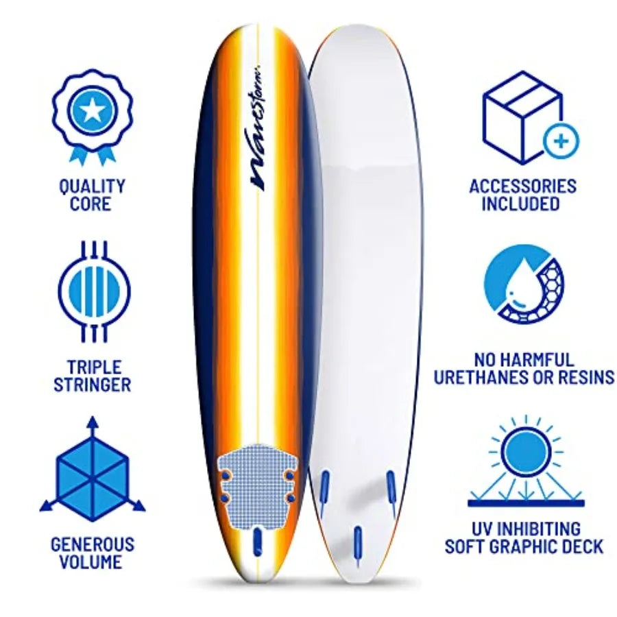 Classic Soft Top Foam 8ft Surfboard for beginners lightweight EVA foam construction vibrant blue color ultra-durable and safe