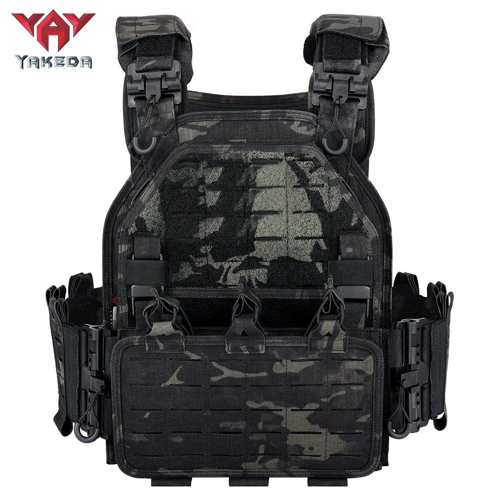 YAKEDA Tactical Outdoor Vest Quick Release Airsoft Vest for Men Adjustable Breathable Combat Training Vest with Hook and Loop