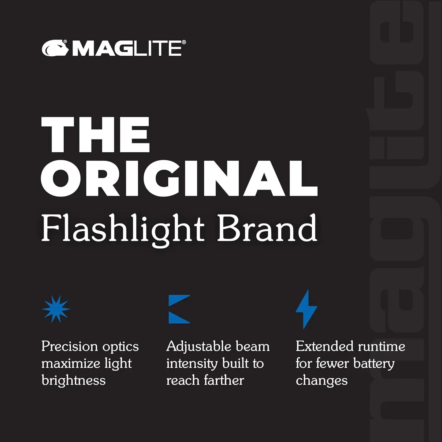 6-Cell D LED Flashlight, Adjustable Focus, Long Battery Life, Water-Resistant, Tactical & Emergency Use, Black