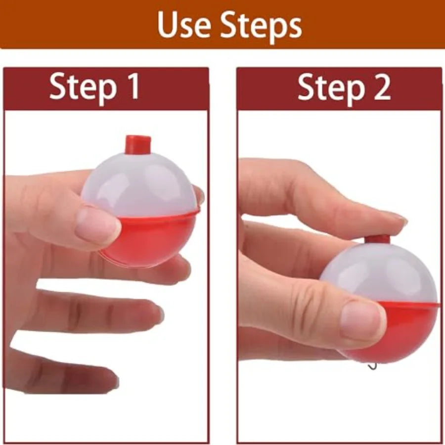 Fishing Bobbers Hard ABS Snap-on Push Button Round Buoy Floats for Crappie Panfish Walleyes Red and White 0.75 1 1.25 1.5 1.75
