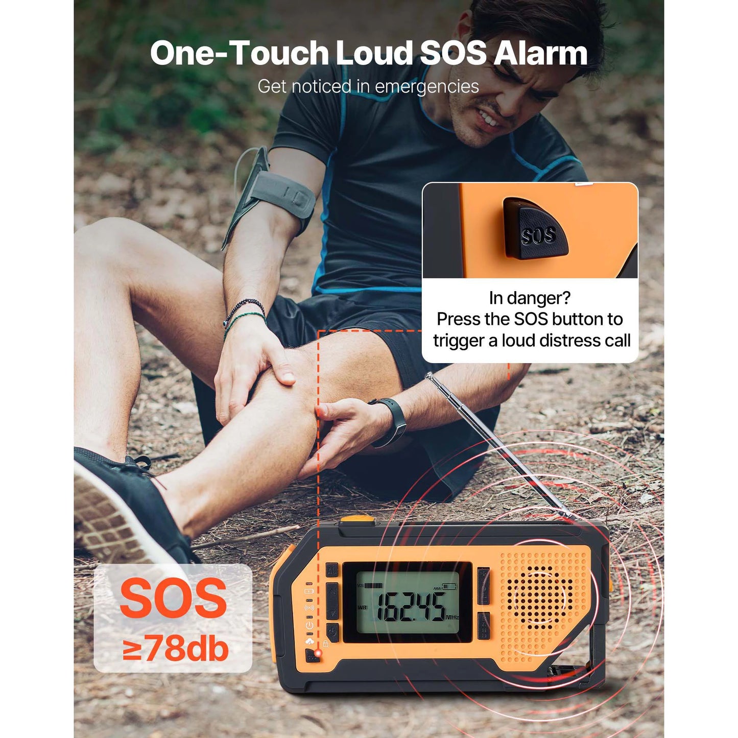 SucceBuy Emergency Weather Radio FM/AM/WB/NOAA Alert Solar Hand Crank Emergency Radio w/ USB Charging Cable SOS Alarm Flashlight