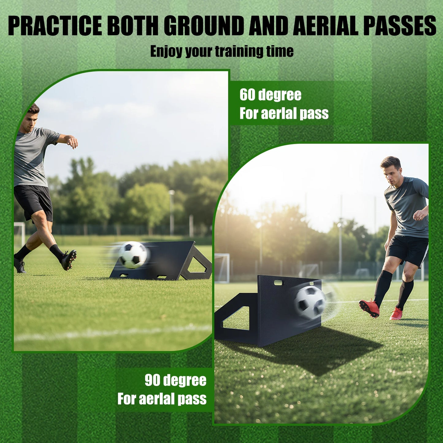 HDPE Soccer Rebound Training Board 100x40cm Foldable Design Adjustable Angles with Handle for Soccer Passing Control Practice