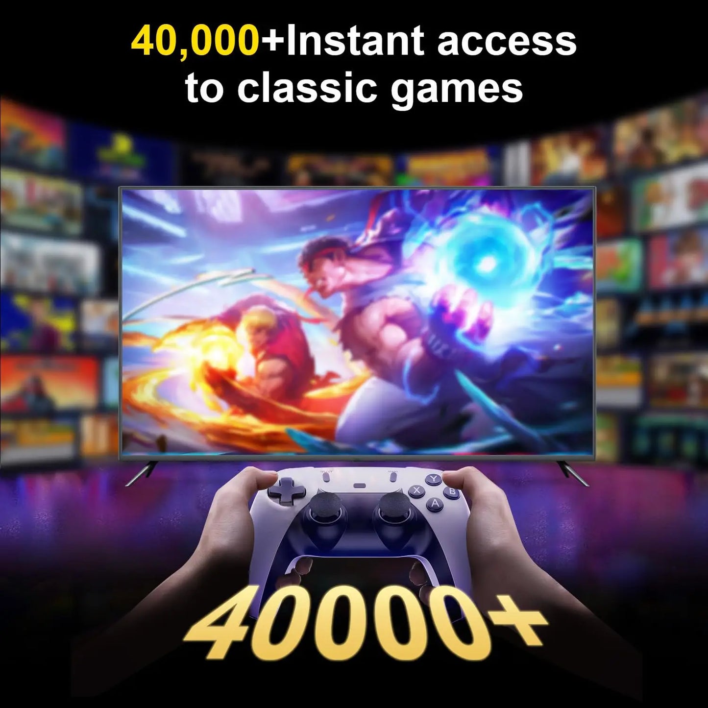 2026 Retro Gaming Console, 4K HD Output Game Stick Pro with 40,000+ Classic Titles and 23 Emulators with Dual 2.4G Controllers