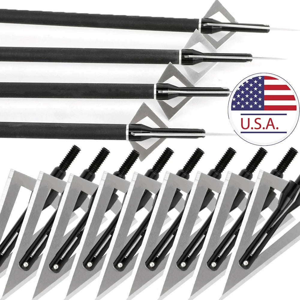 Archery Broadheads 12pcs 120grain Screw-in Aluminum Steel Arrowheads Durable Sharp Blade Tips for DIY Arrow Shaft Compound Recurve Bow Hunting Shooting Target Practice Outdoor Sports Accessories