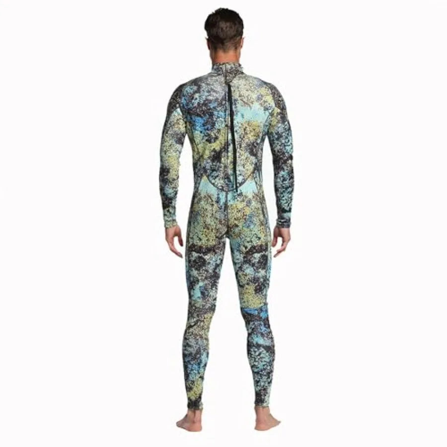 Wetsuits for scuba diving and spearfishing: 3MM camo neoprene one-piece full suit, unisex fit, durable and flexible sport skin