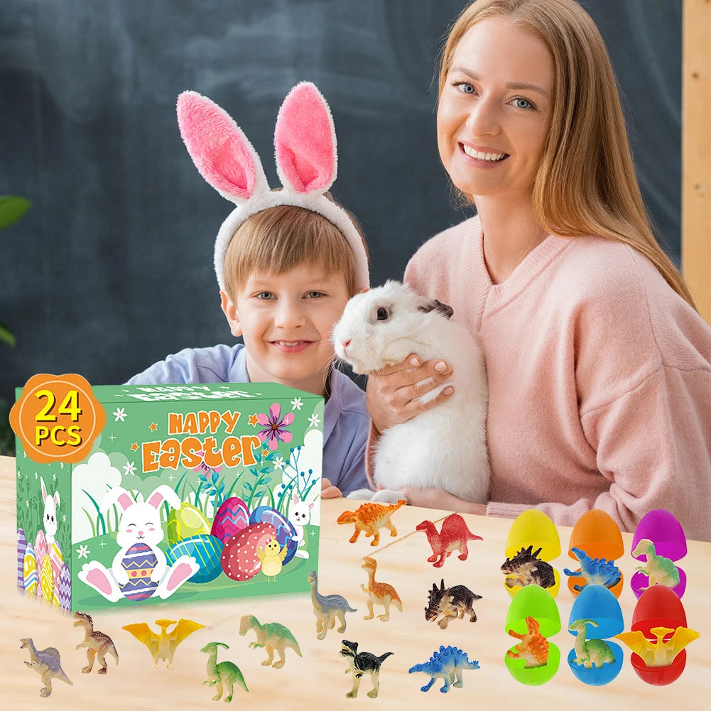 12Pcs Prefilled Easter Eggs Easter Egg Fillers with Dinosaur Toys Easter Basket Stuffers Filled Easter Egg Gift for Boys Girls
