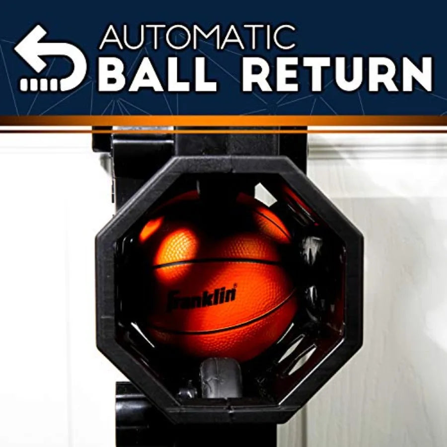 Mini Basketball Hoop with Rebounder and Ball - Over The Door Basketball Hoop With Automatic Ball Rebounder - Indoor Basketball