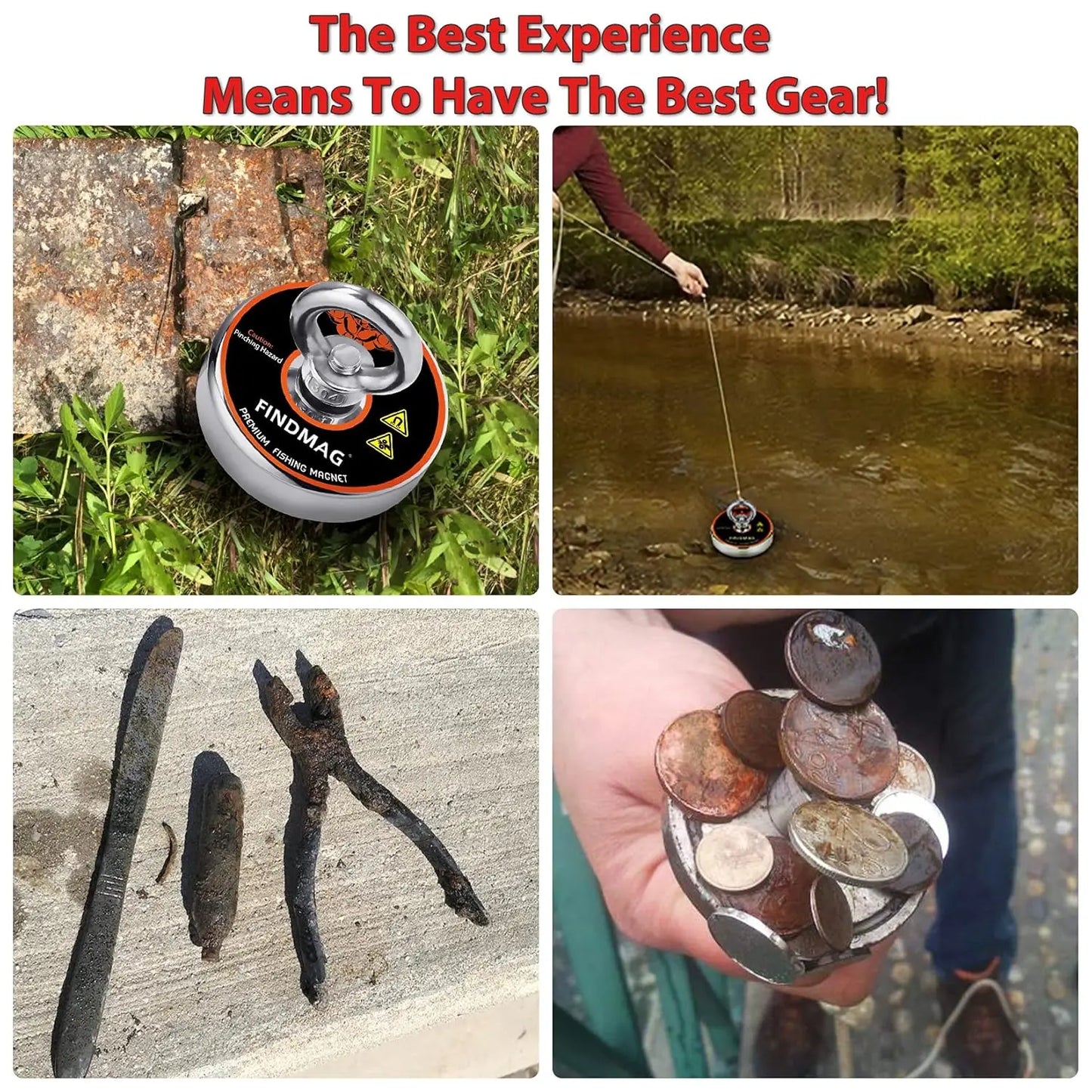 Super Strong 1000 LBS Fishing Magnet Kit with Waterproof Case, Rope & Accessories for Treasure Hunting