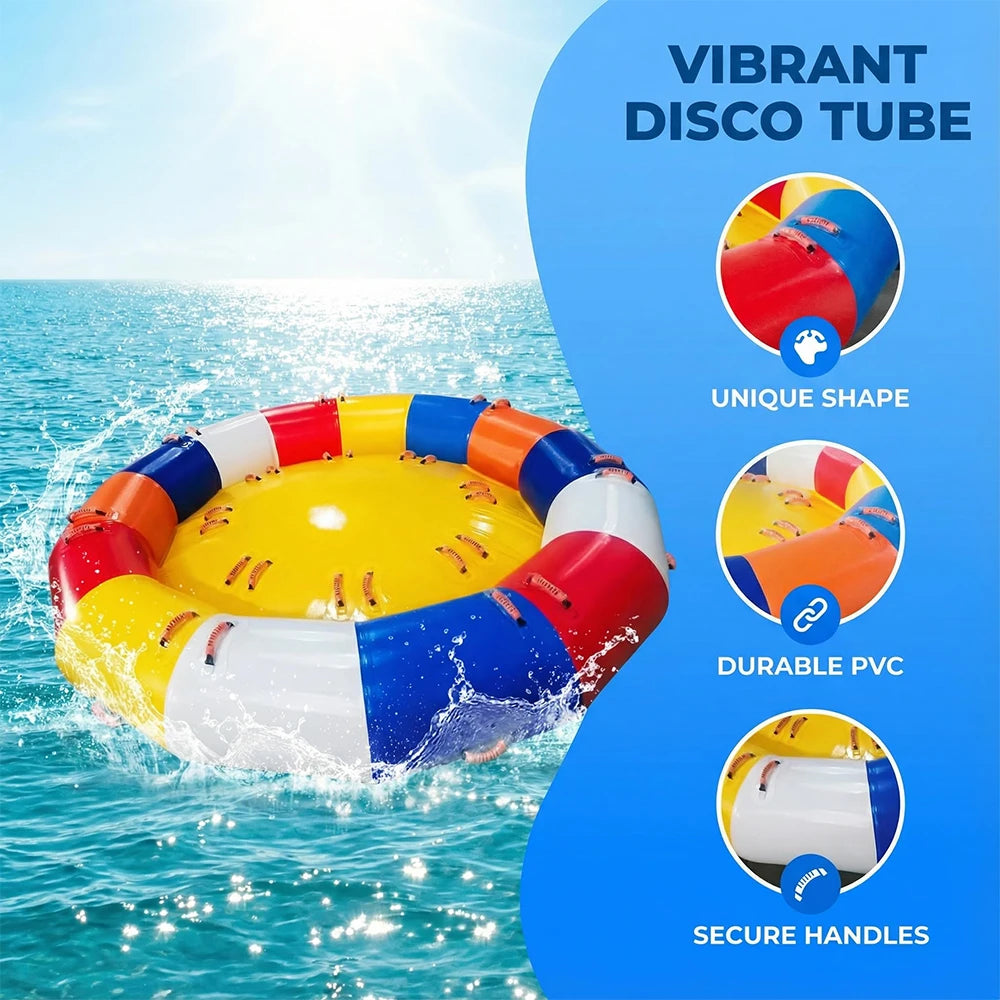 6-8 Person Inflatable Water Spinning UFO Towable Tube 10X10FT Heavy-Duty PVC Inflatable Towable Disco Boat for Water Sports