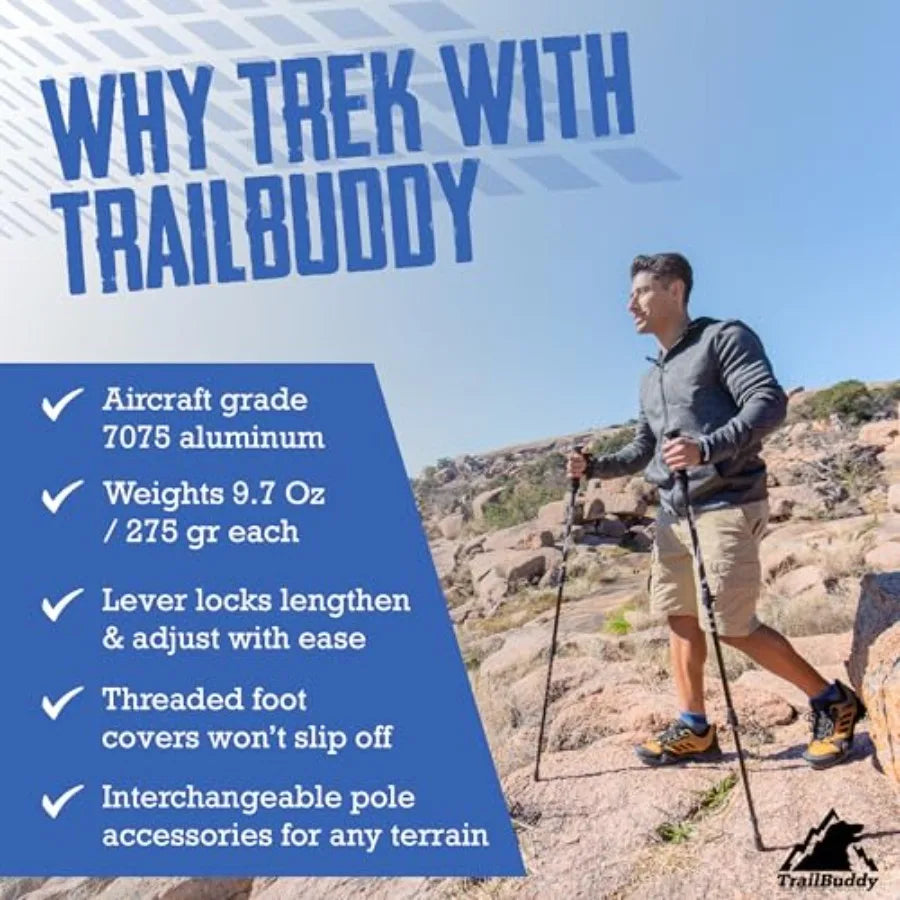 Trekking Poles Lightweight 7075 Aluminum Hiking Poles for Women, Men and Seniors Walking Sticks for Travel, Trails and Balance