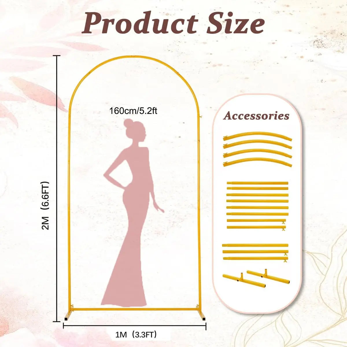 6.6 FT Wedding Arch Backdrop Stand for Parties Wedding Arches for Ceremony Metal Arch Backdrop Stand for Bridal Baby Showers