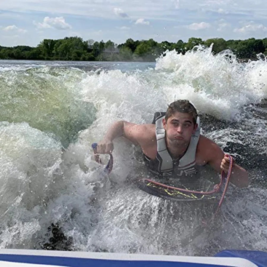 Fractal Wake Surf Board for wake surfing - Blue/Green composite material with lightweight durability and enhanced grip