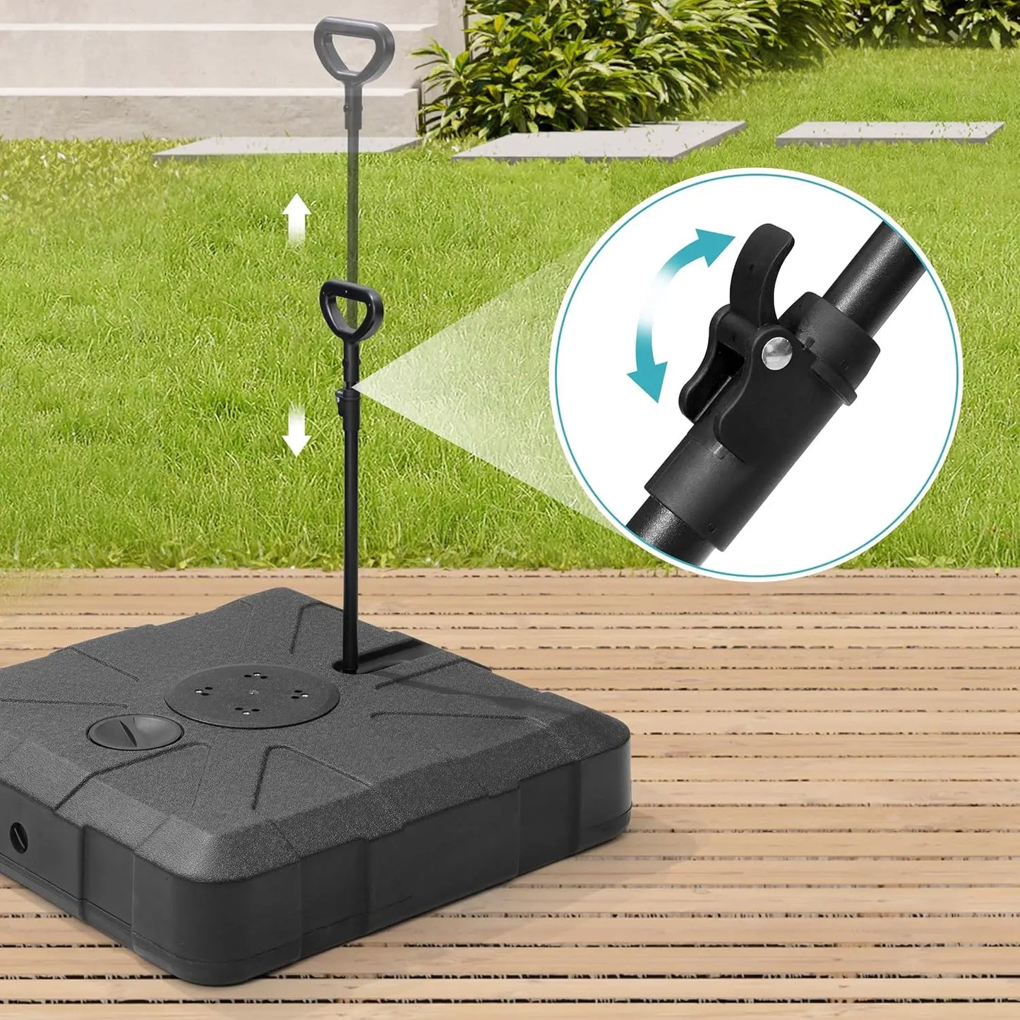 Outdoor Cantilever Umbrella Base with Wheels, 350 lbs Offset Patio Umbrella Stand, Water & Sand Filled Umbrella, Customized