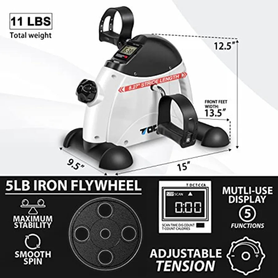Portable Mini Exercise Bike Pedal Exerciser with Digital Monitor for Home Therapy Compact Design Lightweight Aluminum Frame Bla