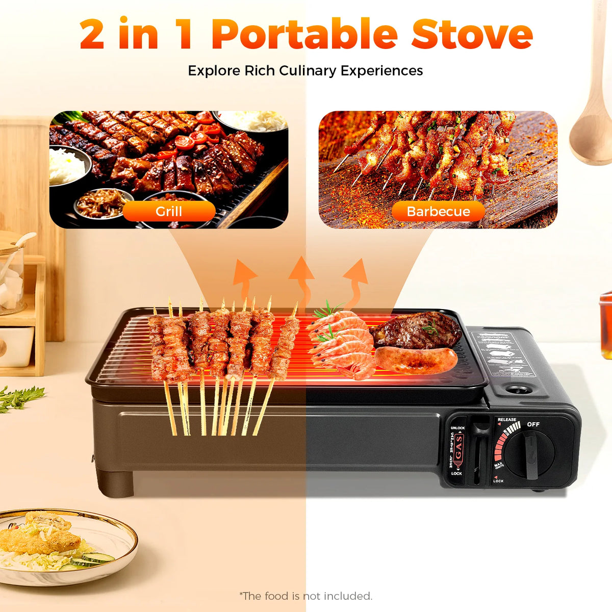Portable Camping Grill Gas Stove BBQ Grills with Storage Box for Camping Traveling Trekking Travel Accessories 43*28.5*11.5cm
