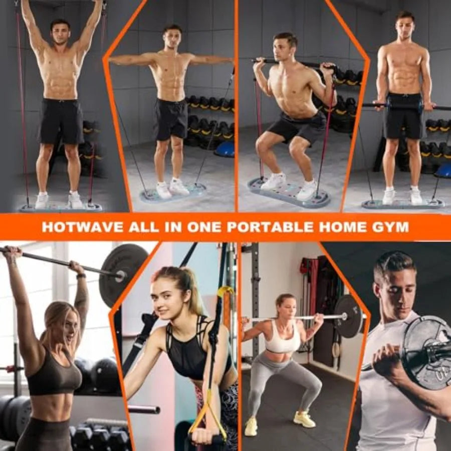 Portable 20-in-1 Home Workout Equipment with Resistance Bands and Ab Roller Wheel for Men Push Up Board with 16 Gym Accessories