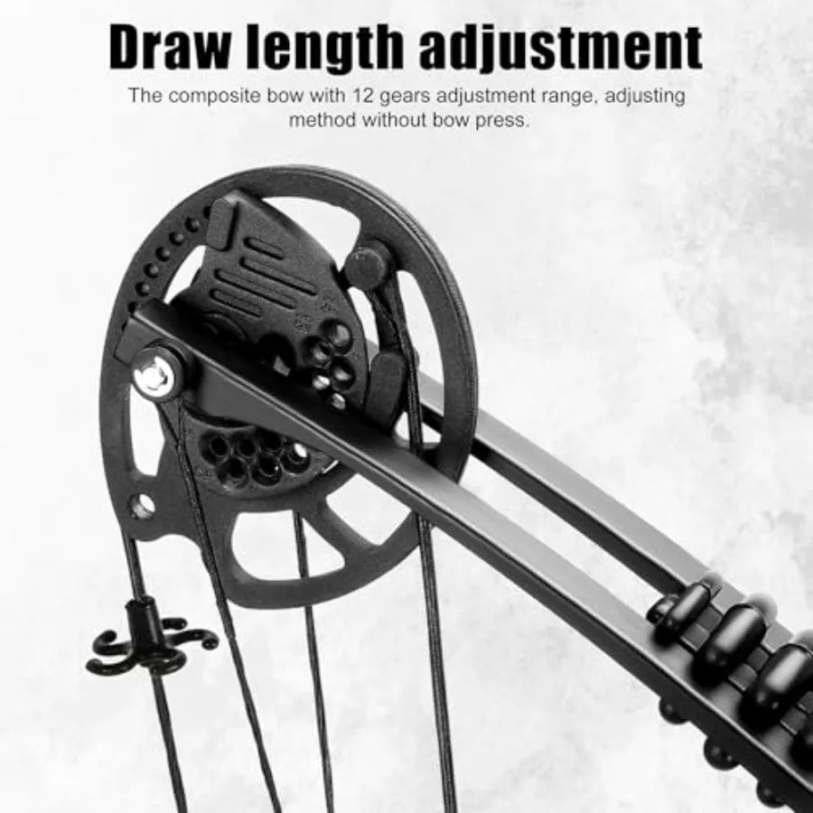 Compound Bow Kit for Outdoor Use Target Practice, Carbon Arrows Included, Adjustable 30-70lbs, Black with Durable Aluminum Allo