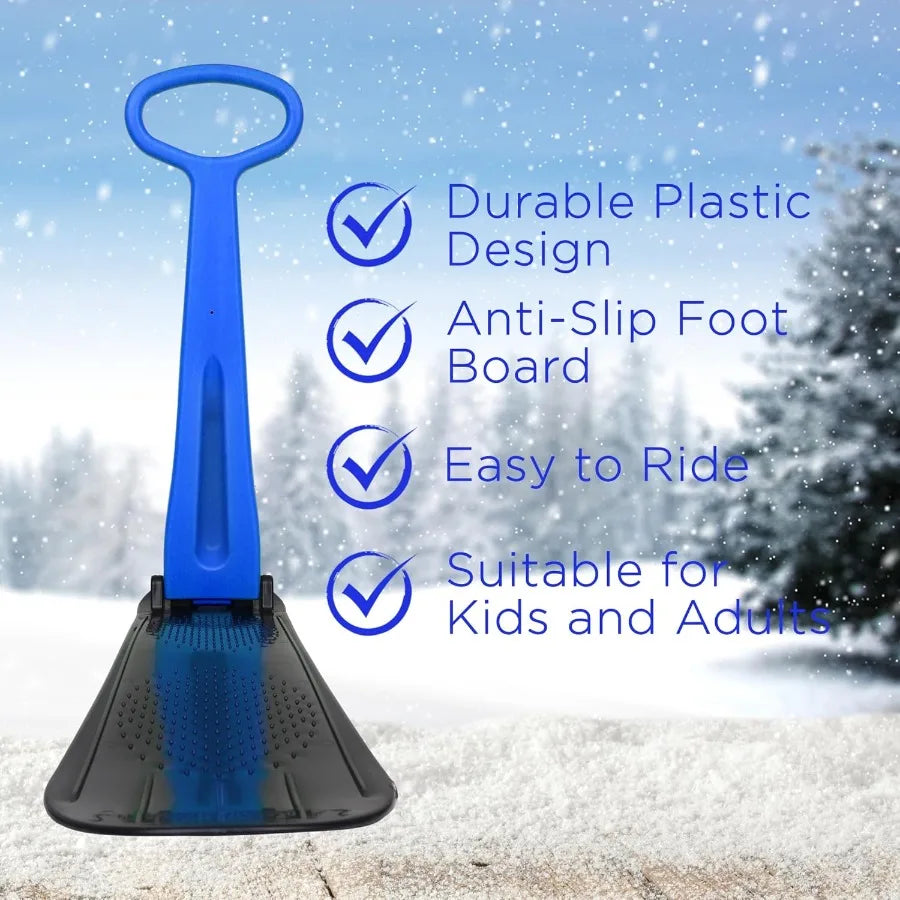 Lightweight Compact Foldable Winter Ski Scooter Snow Sled for Ages 4+ Outdoor Downhill Cold Resistant with Slippery Racer Desig