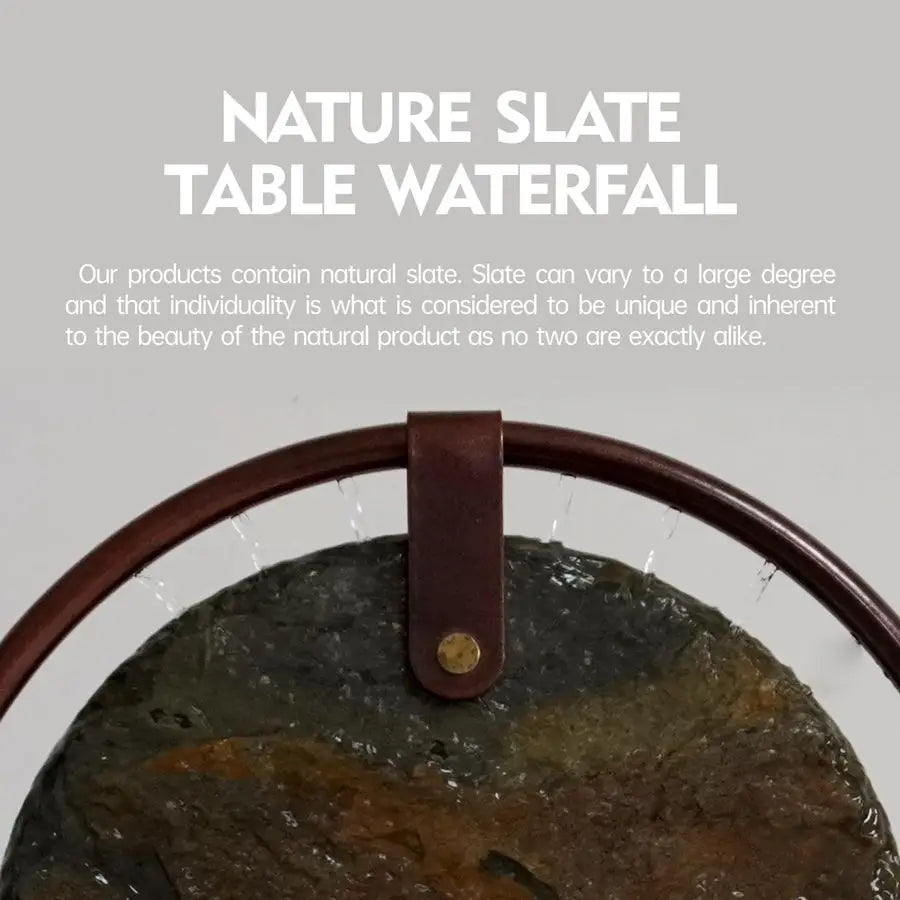 Tabletop Waterfall Moon Fountain, Home Decor Soothing Rain Sound Meditation Relaxing Fountains, Nature Slate Water Feature with