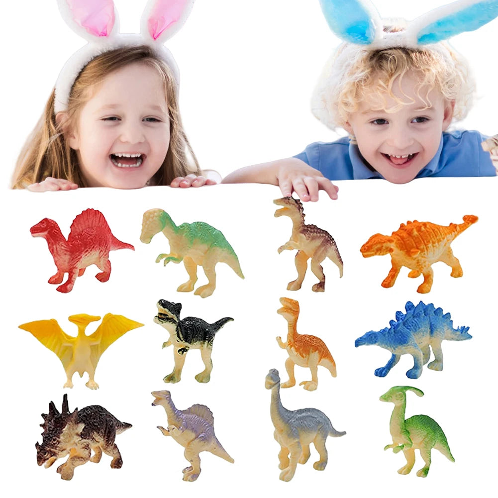12Pcs Prefilled Easter Eggs with Dinosaur Toys Easter Basket Stuffers Surprise Easter Eggs for Kids Easter Egg Hunt Game