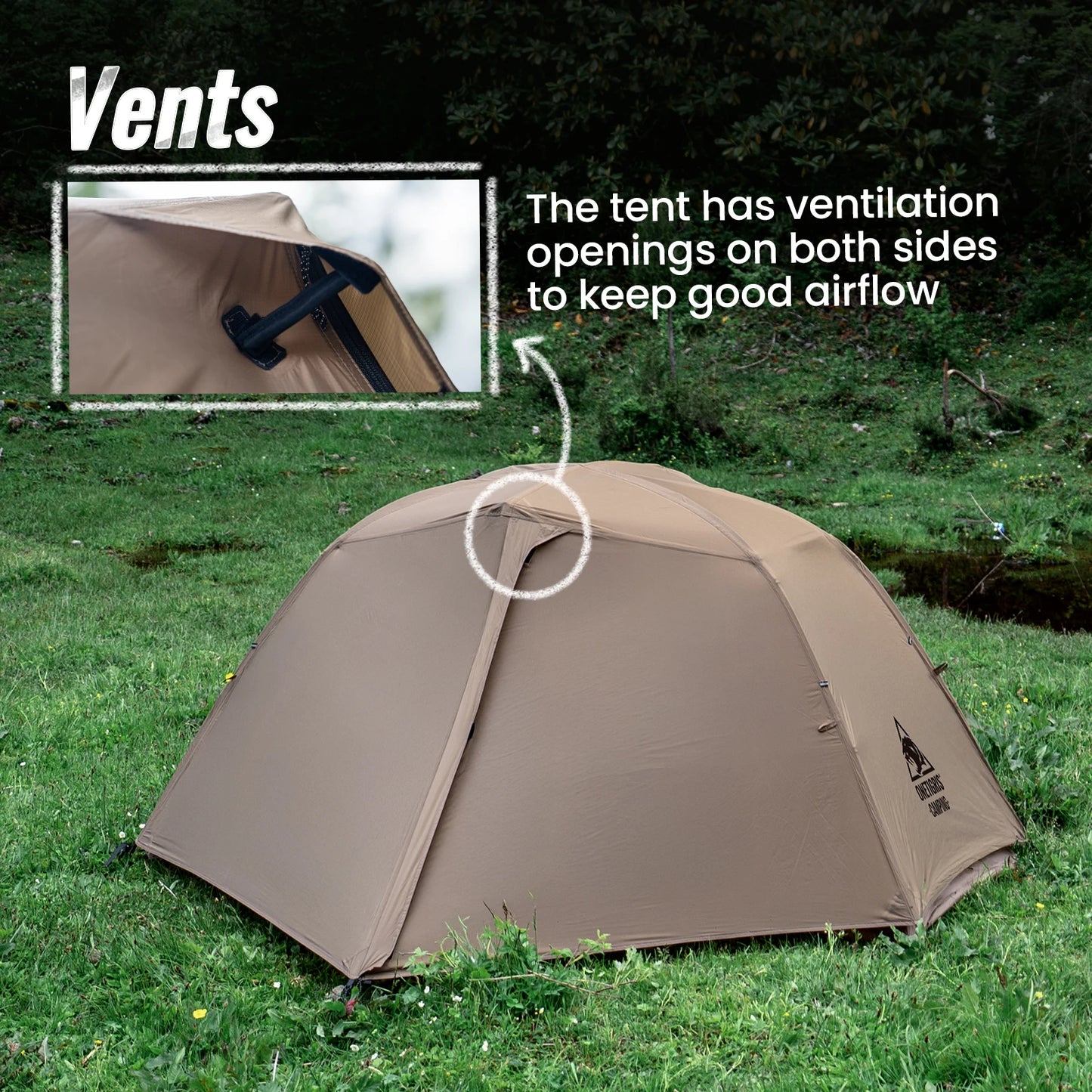 OneTigris COSMITTO 2.0 Camping Tent 1 Person Lightweight Waterproof Double Layer 3 Season Tent for Outdoor Hiking Travel Beach