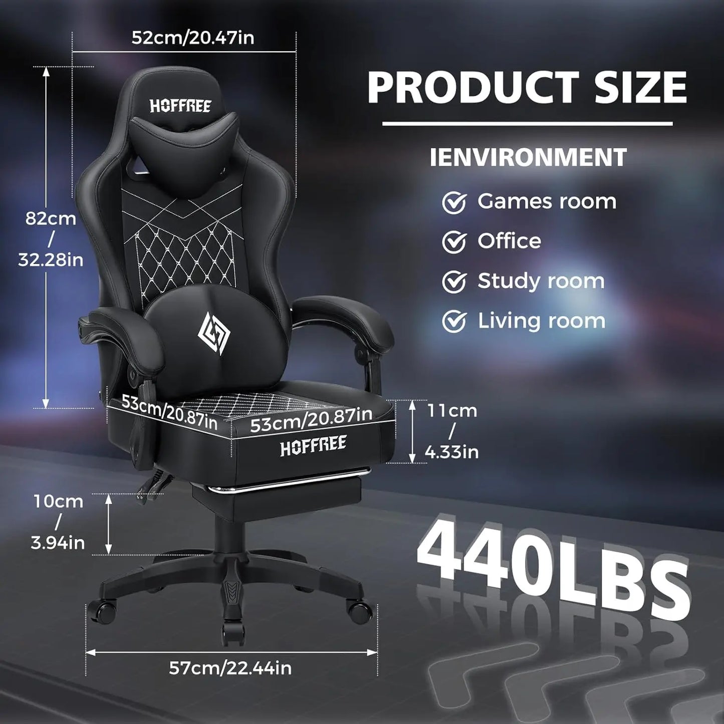 Gaming Chair Computer Chair with Speakers Massage Game Chairs with Footrest Bluetooth High Back Ergonomic Computer, Customized