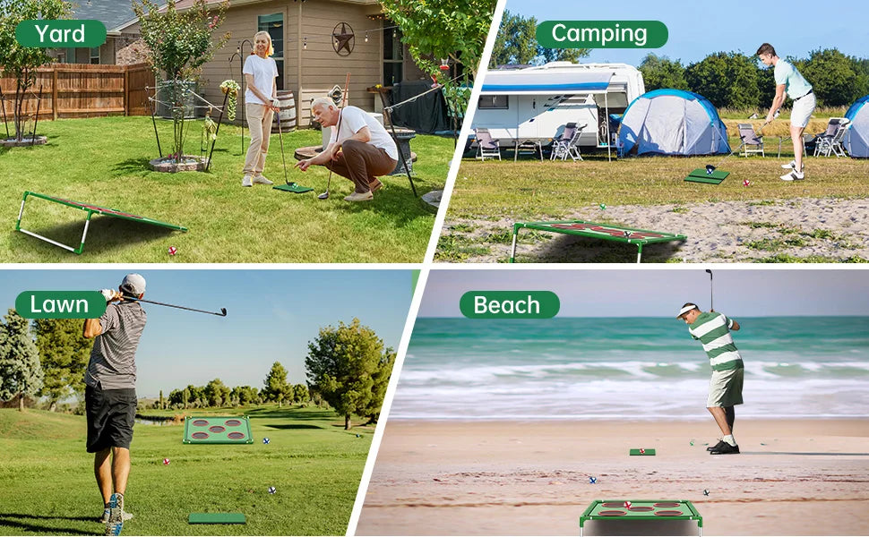 Golf Game Play Set for Golfers Fathers, with 20 Velcro Golf Balls, Putting Mat, Golf Putter and Carrying Bag, Indoor Outdoor