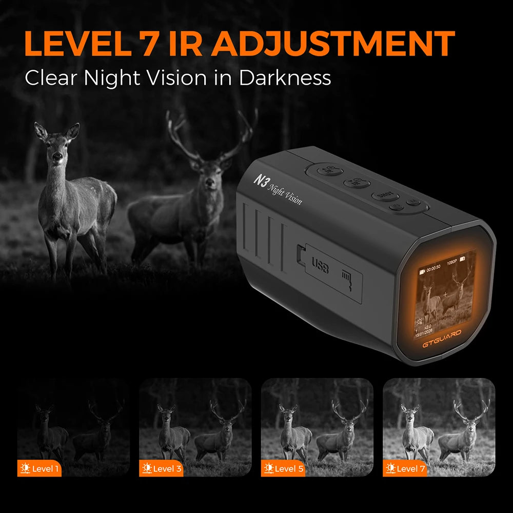 GTGUARD N3 4K Night Vision Monoculars 5X Digital Zoom 2.95” Large Screen Handheld for Outdoor Camping Field Observation for US