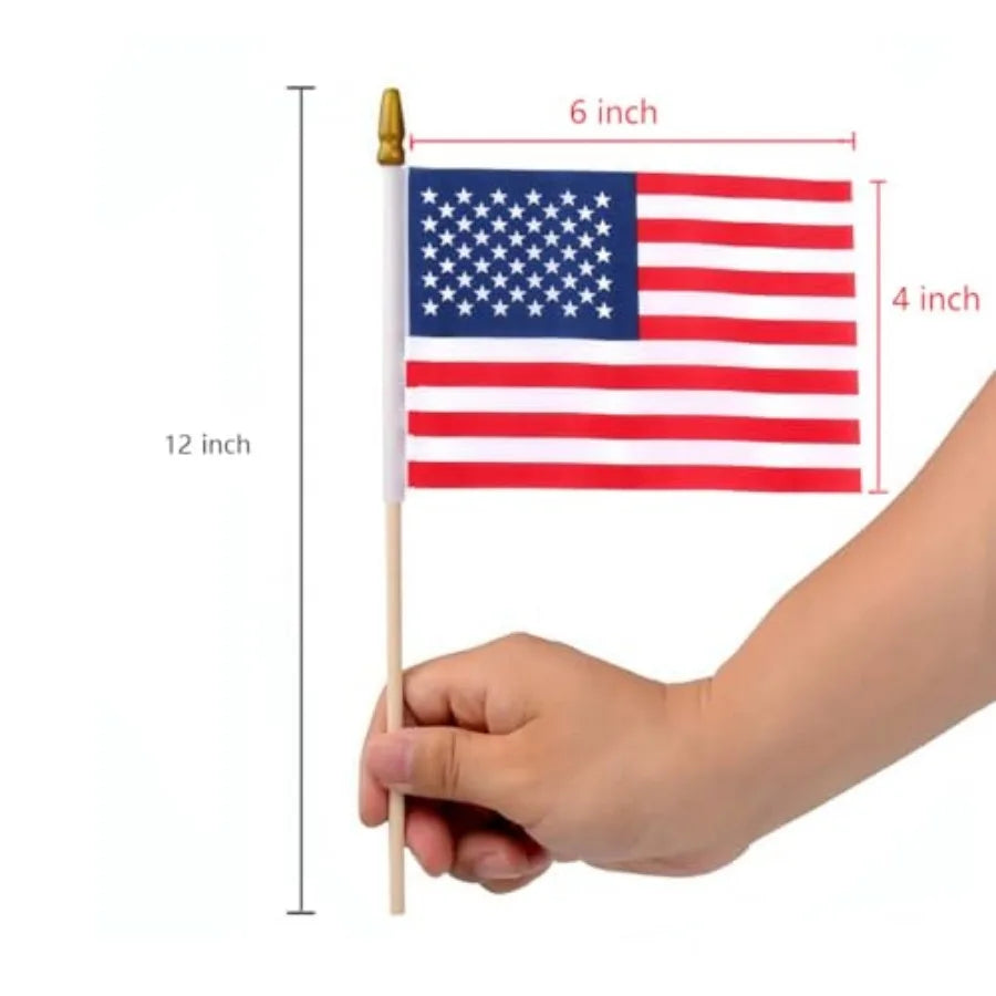 Small American Flags on Stick, Mi Handheld USA Flags with Kid-Safe Spear Top, American flags For Outside, 4th of july decoratio