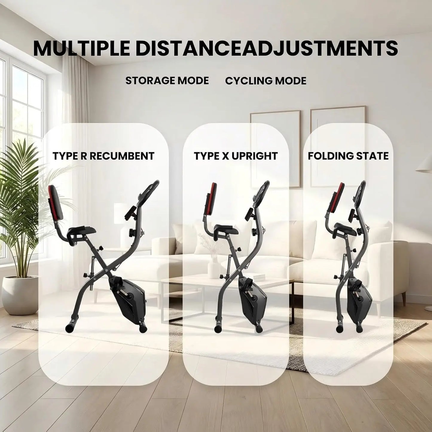 4-in-1 Foldable Exercise Bike with Magnetic Resistance, LCD Monitor, and Arm Bands for Home Workouts