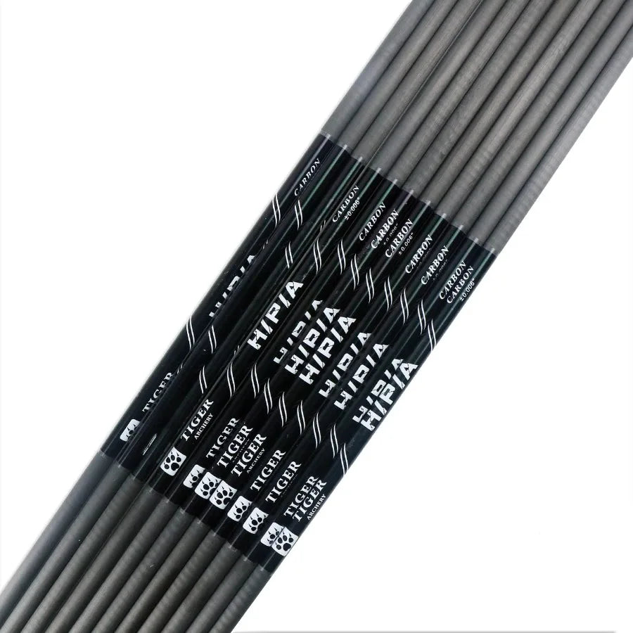 30 Carbon Hunting Arrows for Recurve and Compound Bows Target Practice with 4 Natural Turkey Feathers Spine 400 Black Pack of 1