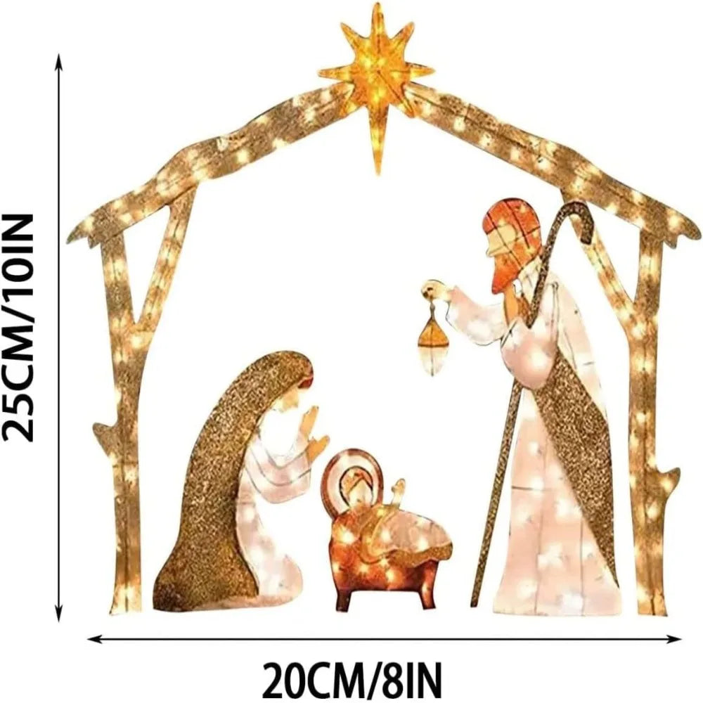 5.5FT Outdoor Lighted Nativity Scene With light Waterproof Nativity Scene Christmas Decoration Easter Yard Decoration