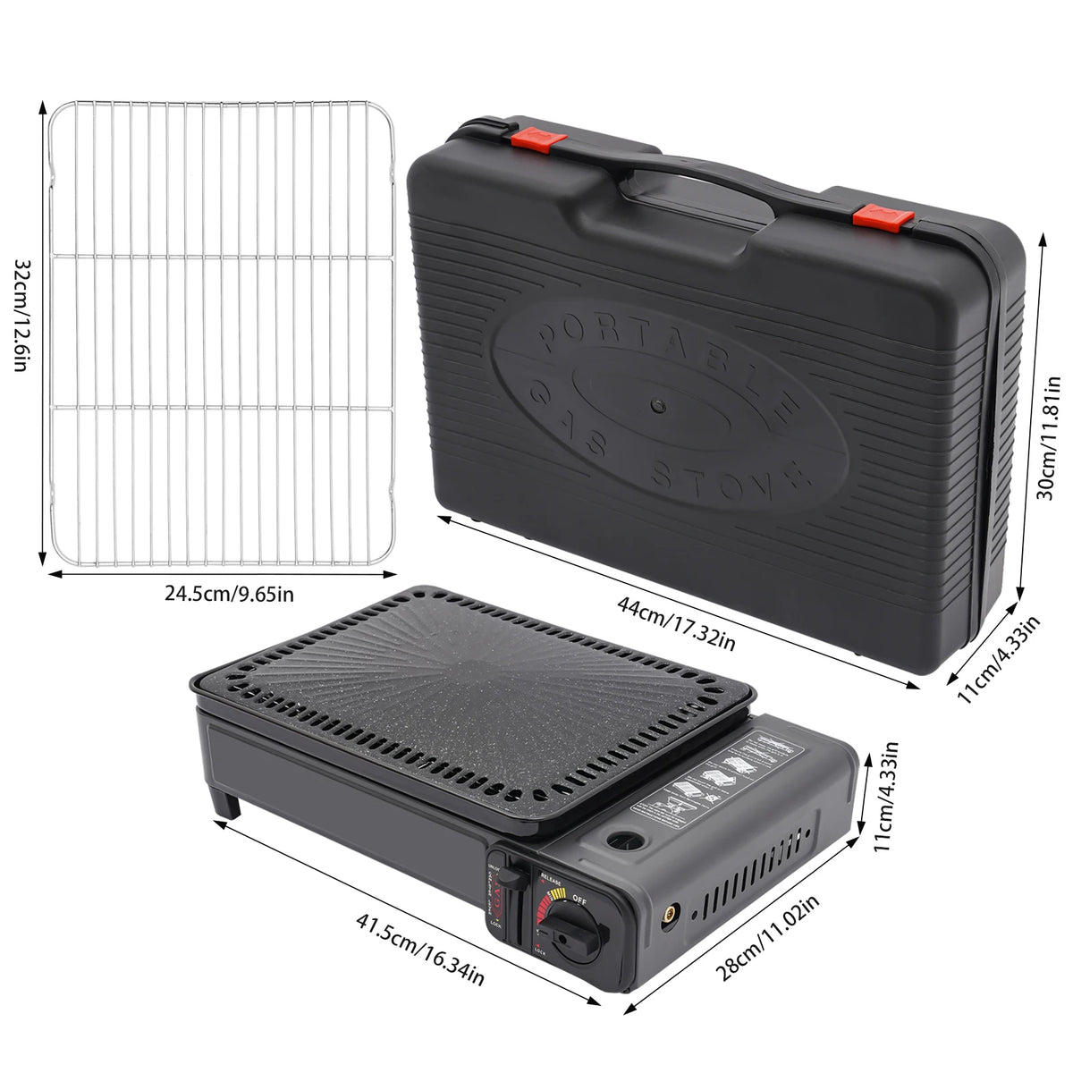 Portable Camping Grill Gas Stove BBQ Grills with Storage Box for Camping Traveling Trekking Travel Accessories 43*28.5*11.5cm