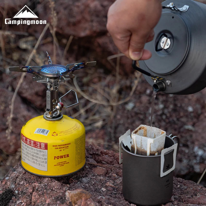 CAMPINGMOON  Titanium Rocket Stove Outdoor Mountaineering and Hiking Portable Stove High Power Stable Voltage High Mountain Stove XT-2F