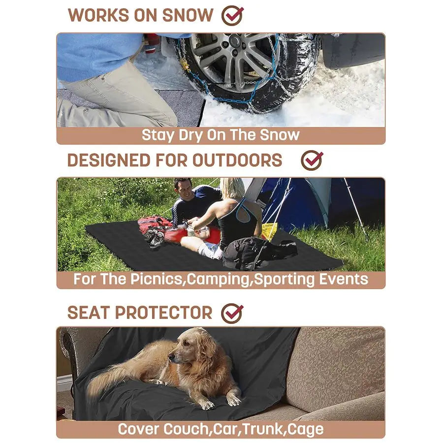 Waterproof Outdoor Blanket with Sherpa Lining, Windproof Triple Layers Warm Comfy Foldable for Camping Stadium, Beach, Picnic, G
