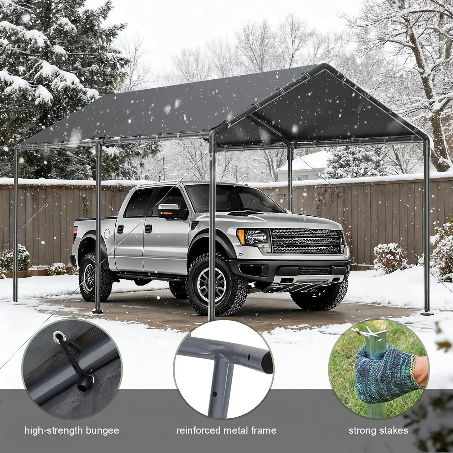 10x20 Heavy Duty Carport, Outdoor Carport Shelter with Reinforced Frame and Stakes, Waterproof Garage Car Port Tent, Customized